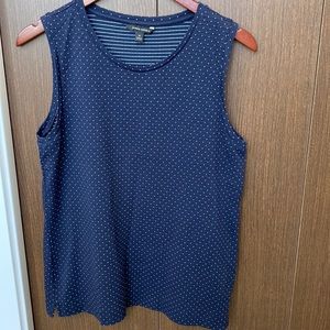 Banana republic navy tank with light blue dots size medium